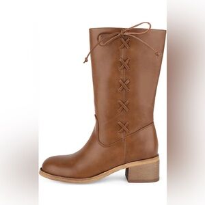 Brown Leather Women's Boots Wide Calf NEW Size 9.5